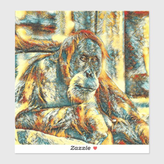 AnimalArt_OrangUtan_018 Aufkleber (Blatt)