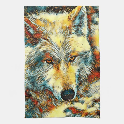 AnimalArt_Wolf_003 Geschirrtuch (Vertikal)