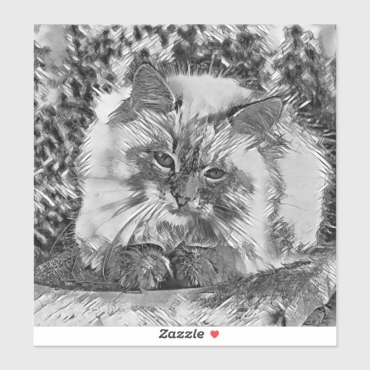 AnimalArtBW_Cat_07 Aufkleber (Blatt)