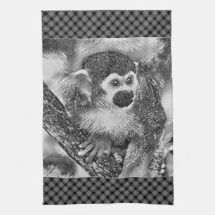 AnimalArtBW_Monkey_002 Geschirrtuch