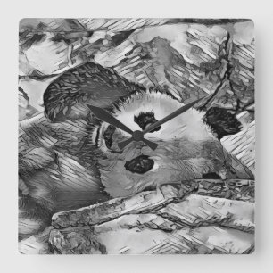 AnimalArtBW_Panda_002 Quadratische Wanduhr