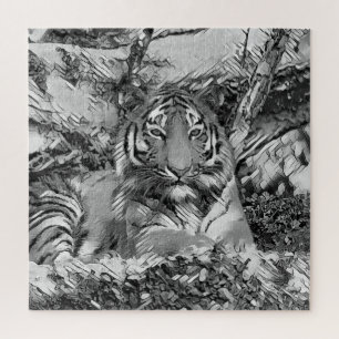 AnimalArtBW_Tiger_001 Puzzle