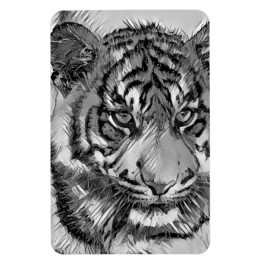 AnimalArtBW_Tiger_009 Magnet (Vertikal)
