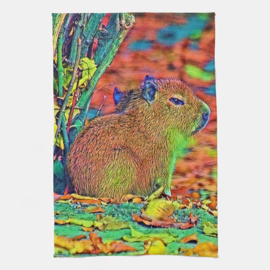 AnimalColor_Capybara_001 Geschirrtuch (Vertikal)