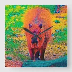 AnimalColor_Capybara_011 Quadratische Wanduhr