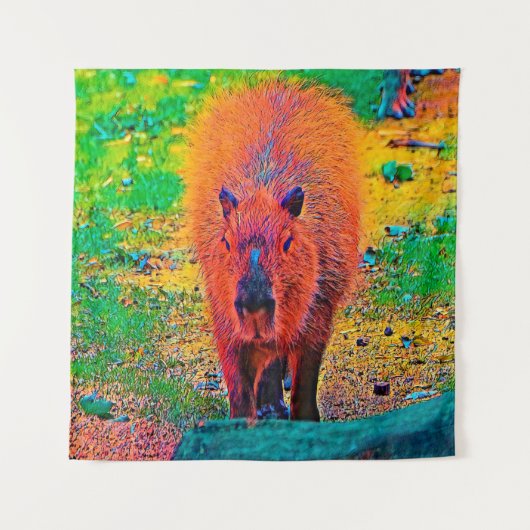 AnimalColor_Capybara_011 Wandteppich (Vorderseite)