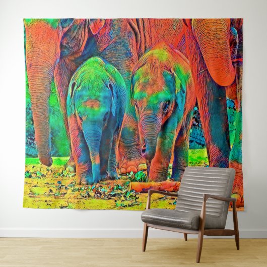 AnimalColor_Elephant_001 Wandteppich (Beispiel (Horizontal))