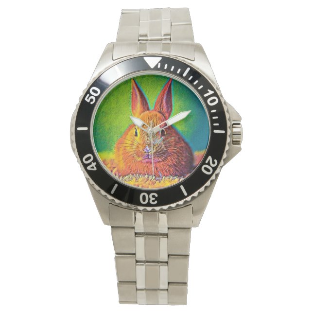 AnimalColor_Rabbit_07 Armbanduhr (Vorderseite)