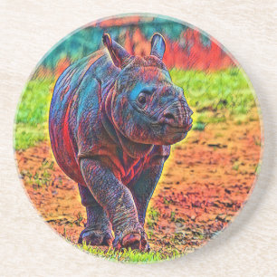 AnimalColor_Rhino_001 Getränkeuntersetzer