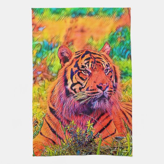 AnimalColor_Tiger_002 Geschirrtuch (Vertikal)