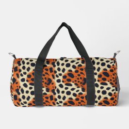 Animalier schwarz-orange Leopardenmuster Duffle Bag
