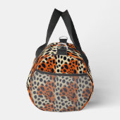 Animalier schwarz-orange Leopardenmuster Duffle Bag (Rechts)