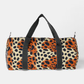Animalier schwarz-orange Leopardenmuster Duffle Bag (Rückseite)