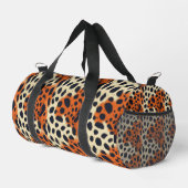 Animalier schwarz-orange Leopardenmuster Duffle Bag (Rechte Ecke)