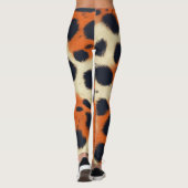 Animalier schwarz-orange Leopardenmuster Leggings (Rückseite)