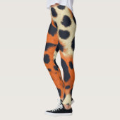 Animalier schwarz-orange Leopardenmuster Leggings (Links)