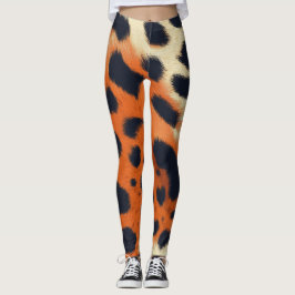 Animalier schwarz-orange Leopardenmuster Leggings