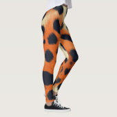 Animalier schwarz-orange Leopardenmuster Leggings (Rechts)