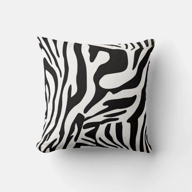 Animalier schwarz-weiß Zebra Stil Kissen (Vorderseite)