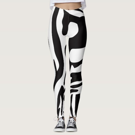 Animalier schwarz-weiß Zebra Stil Leggings (Vorderseite)