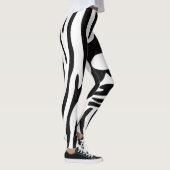 Animalier schwarz-weiß Zebra Stil Leggings (Rechts)
