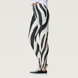 Animalier Schwarz-Weiß Zebrastreifen Stil Leggings
