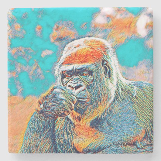 AnimalMix_Gorilla_001 Steinuntersetzer (Vorderseite)