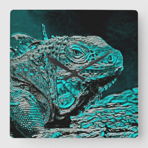 AnimalMix_Iguana_001 Quadratische Wanduhr