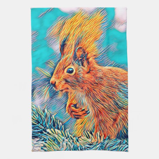 AnimalMix_Squirrel_001 Geschirrtuch (Vertikal)