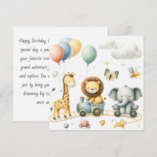 Animals birthday Personalize Custom card (Vorne/Hinten)