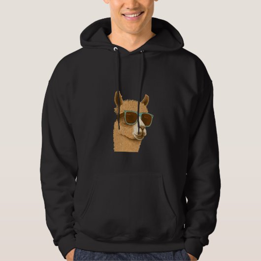 Animals Graphic Alpaca Wearing Sunglasses 2 Hoodie (Vorderseite)