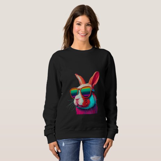 Animals Graphic Bunny Wearing Sunglasses 3 Sweatshirt (Vorne ganz)