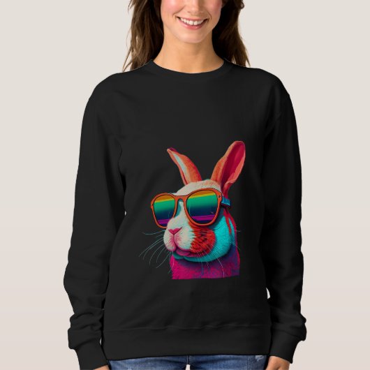 Animals Graphic Bunny Wearing Sunglasses 3 Sweatshirt (Vorderseite)