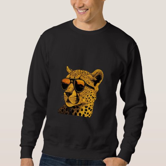 Animals Graphic  Cheetah Wearing Sunglasses 2 Sweatshirt (Vorderseite)