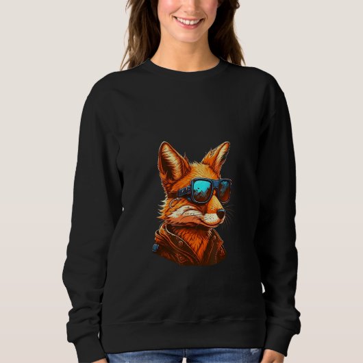 Animals Graphic  Fox Wearing Sunglasses 4 Sweatshirt (Vorderseite)