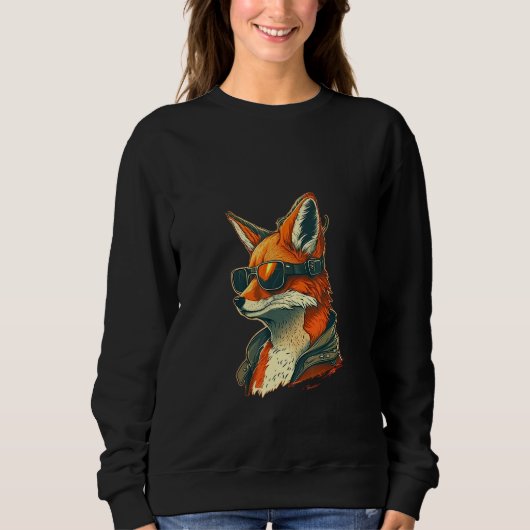Animals Graphic  Fox Wearing Sunglasses 5 Sweatshirt (Vorderseite)