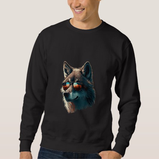 Animals Graphic Wolf Wearing Sunglasses 4 Sweatshirt (Vorderseite)