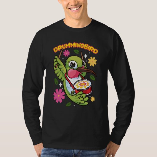 animals hummingbird drumming T-Shirt (Vorderseite)