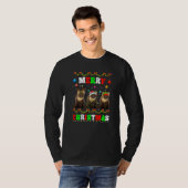 Animals Lights Merry Christmas Santa Weasel T-Shirt (Vorne ganz)