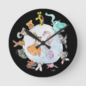 Animals of the World Runde Wanduhr (Vorderseite)