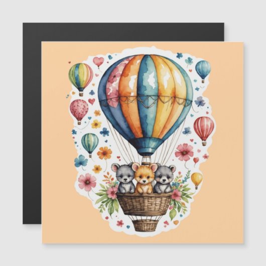 Animals On A baloon Magnetkarte (Vorne/Hinten)