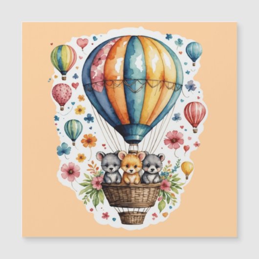 Animals On A baloon Magnetkarte (Vorderseite)