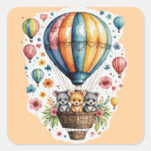 Animals On A baloon Quadratischer Aufkleber (Vorderseite)