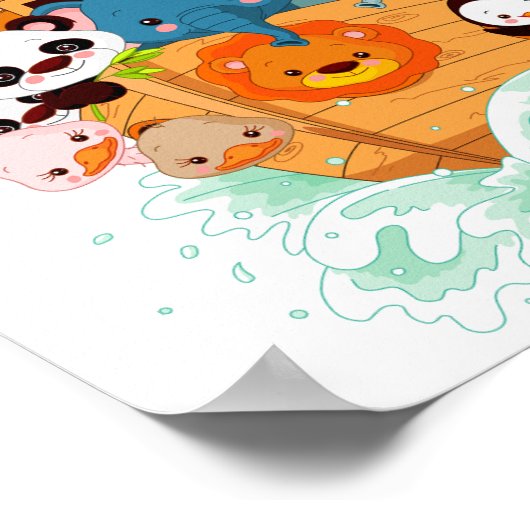 Animals On Noahs Art Poster (Ecke)