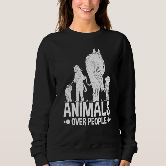 Animals Over People Animal Activist Rescue Conserv Sweatshirt (Vorderseite)