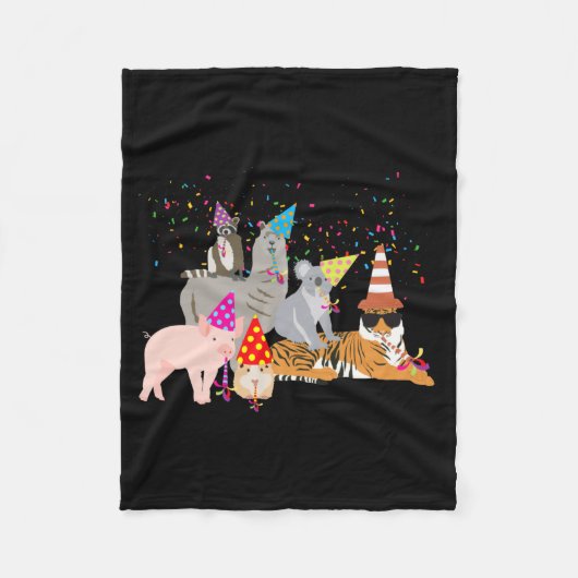Animals Partying Cute Animals Having A Party  Fleecedecke (Vorderseite)