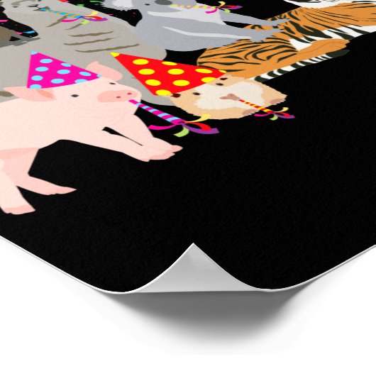 Animals Partying Cute Animals Having A Party  Poster (Ecke)