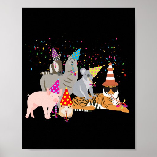 Animals Partying Cute Animals Having A Party  Poster (Vorne)