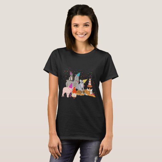 Animals Partying Cute Animals Having A Party T-Shirt (Vorne ganz)