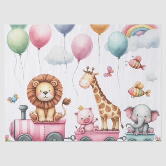 Animals pink birthday Large Gift Bag Seidenpapier (Vorderseite)